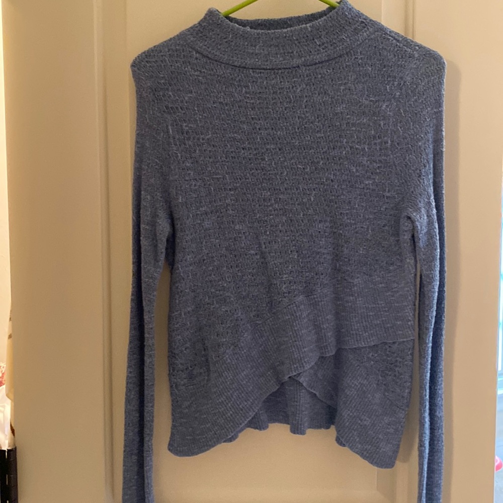 Free People criss cross turtle neck in blue